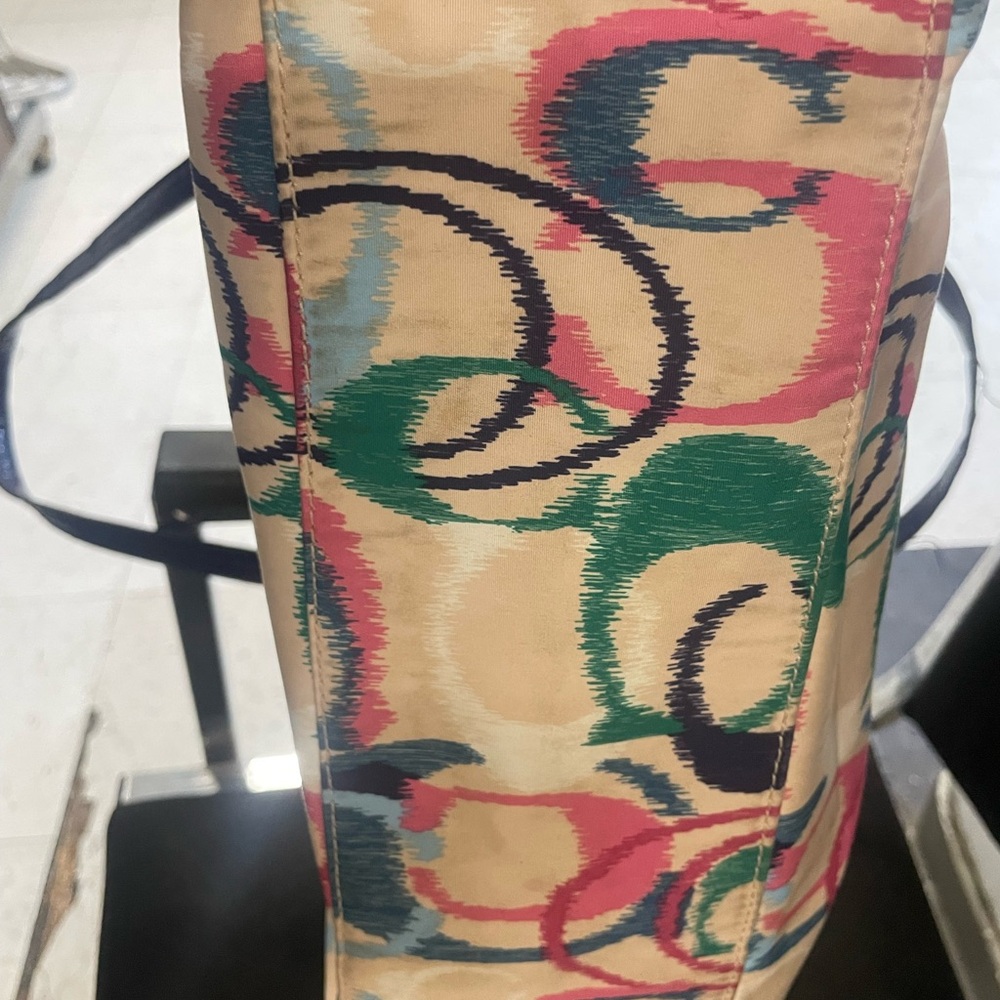 Coach Vibrant Patterned Tote With Blue Accents - image 6